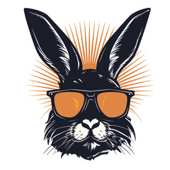Rabbit with glasses. Vector illustration on white background. Hand drawing.