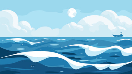 Ocean Sea surface. Vector illustration, cartoon seascape or waterscape