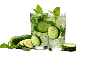 Cool Cucumber Mint Refresher Isolated on Transparent Background