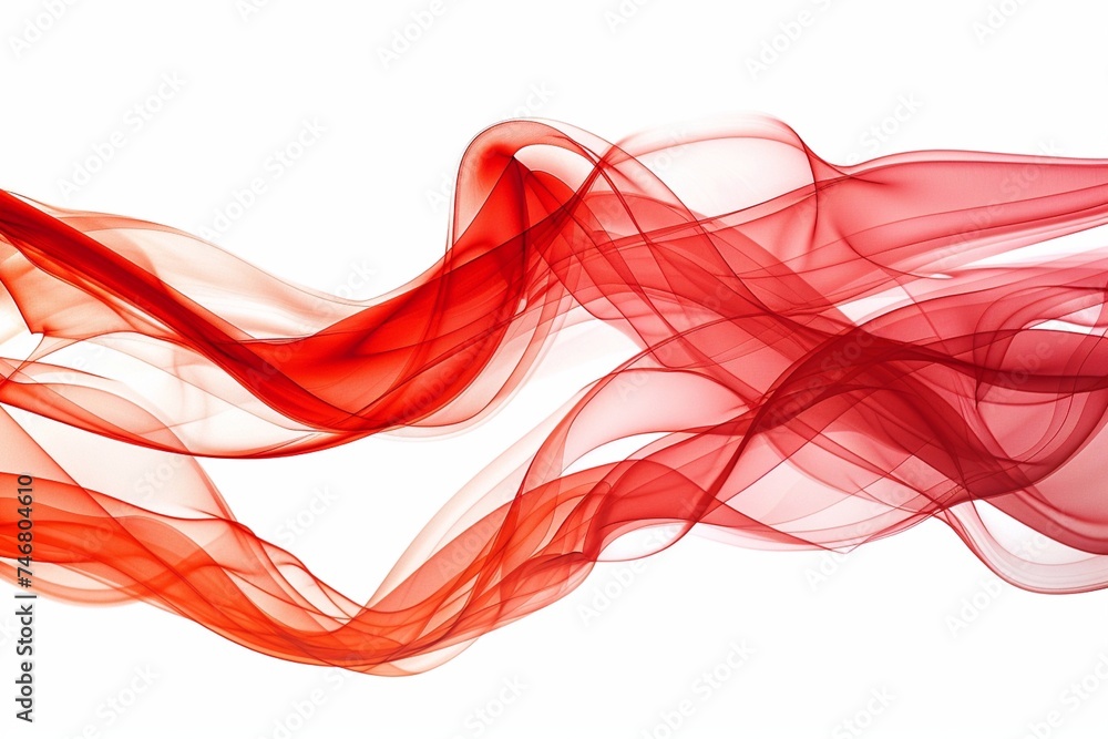 Wall mural abstract red smoke wave on white background, abstract red smoke wave.  Generative AI 