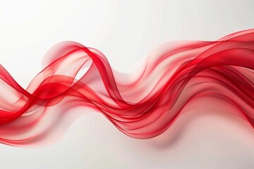 Abstract red wave on white background. Generative AI 