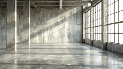 Empty Studio Space: A blank studio space with ample natural light, ideal for showcasing products.