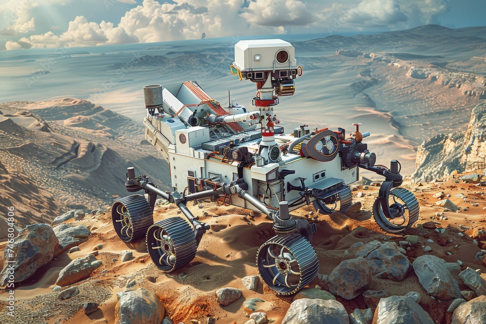 Poster mars rover. background with selective focus and copy space