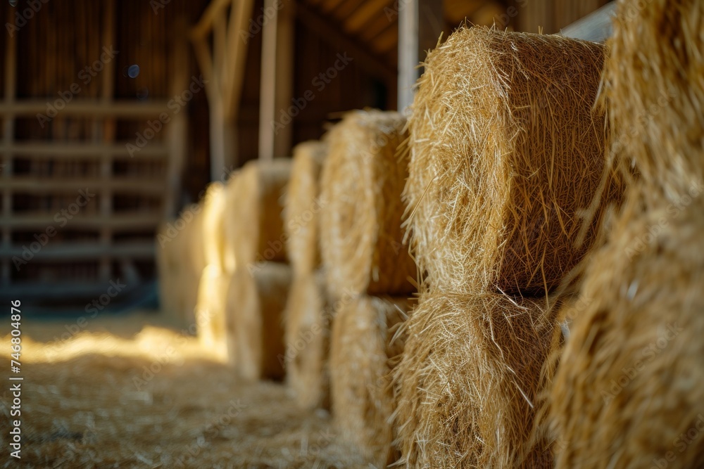 Aufkleber harvesting hay. background with selective focus and copy space