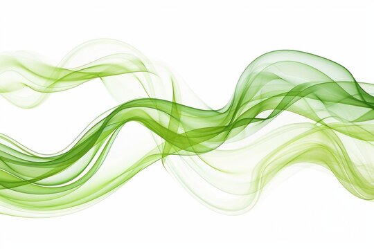 Abstract green wave on white background.  illustration for your design. Generative AI