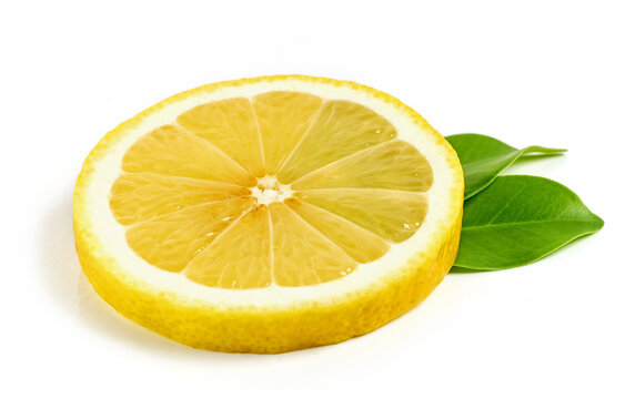 lemon slice with green leaves