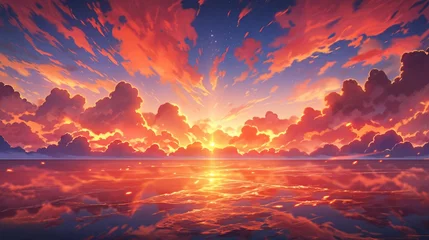 Foto op Canvas anime concept sky sunset landscape background eclipse, ai © Rachel Yee Laam Lai