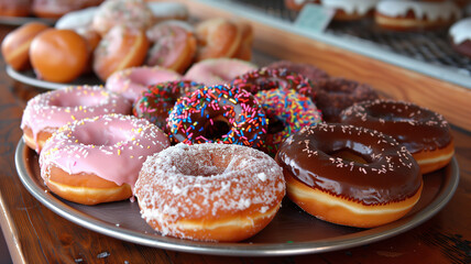 Various donuts in a pastry shop
