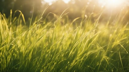 grass and sun grass background with sun beam, soft focus abstract nature  