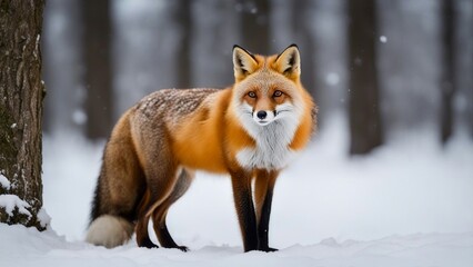 Obraz premium red fox in snow red fox standing in the snow 