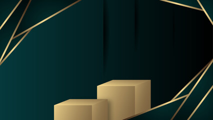 elegant background green gold with box