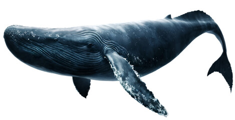 Big whale illustration. White isolation