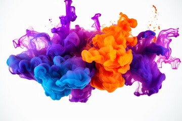 Colorful ink in water isolated on white background. Abstract background.