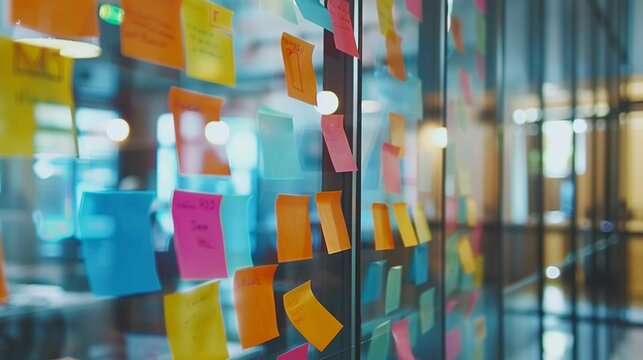 Wall of Well Wishes filled with colorful sticky notes with hand written words of positivity and encouragement
