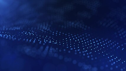 Digital flowing dots blue loop background