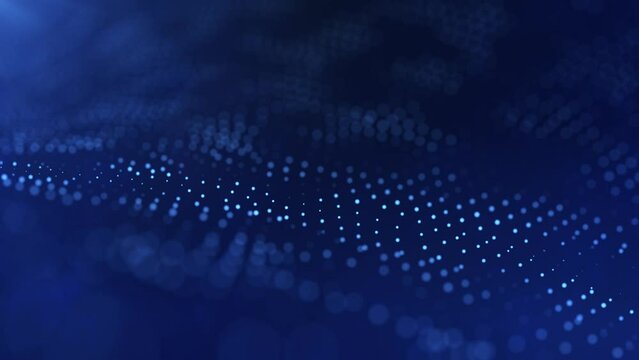 Digital flowing dots blue loop background