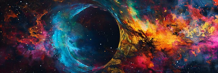Obraz na płótnie Canvas Spectacular Colorful Space Nebula with a Black Hole Center