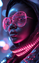 Futuristic Glamour: Cyberpunk Fashion Model Portrait