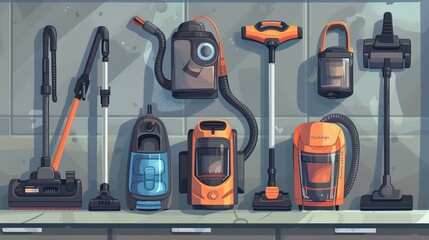 A collection of various vacuum cleaners