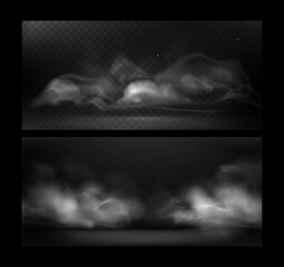 Vector set illustration of gray abstract smoke background with glowing particles. Smoke effect. Futuristic design. Eps 10