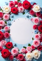 Tablet screenshot image of natural colored rose flowers frame border