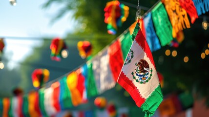 the Mexican flag and Cinco de Mayo decorations, symbolizing national pride