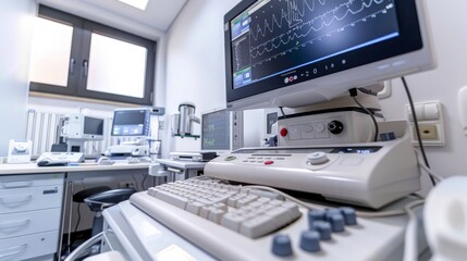 In a modern operating laboratory, there's an ultrasound machine