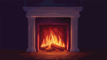 fireplace with fire isolated background illustration