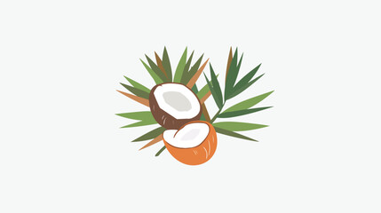 flat logo vector of coconut fruit white background 