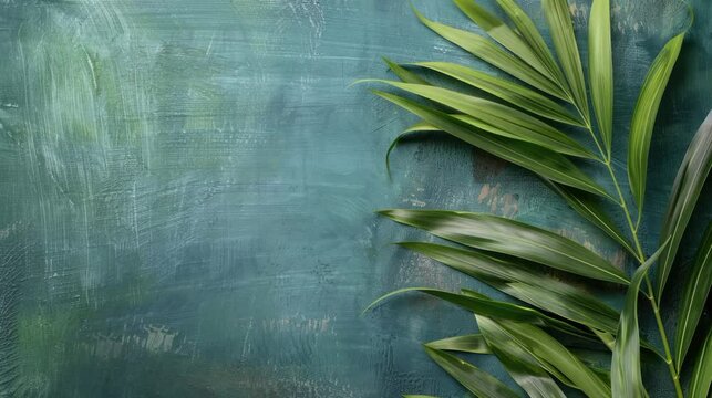 Palm leaf in blue wall christian palm sunday animated background moving wall texture lofi video