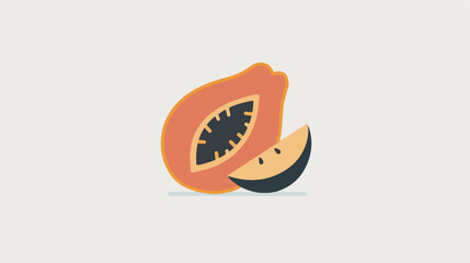 flat logo Vector papaya flat design fruit vector white