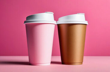 two paper takeaway coffee cups