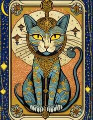 Libra Cat tarot card illustration 