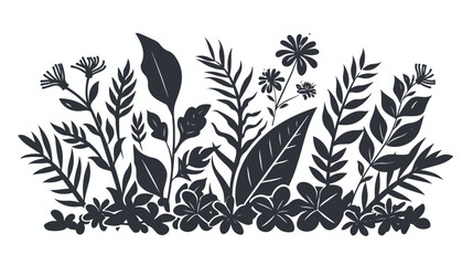 flat logo vector still life with plants deco white 