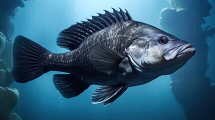 Black Sea Bass fish Ai Generative
