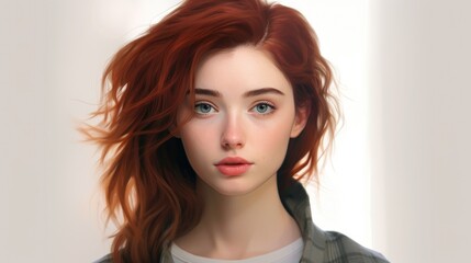 Naklejka premium Woman with red hair Ai Generative Ai Generative