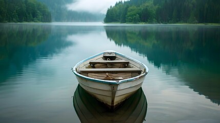 An empty boat on a lake