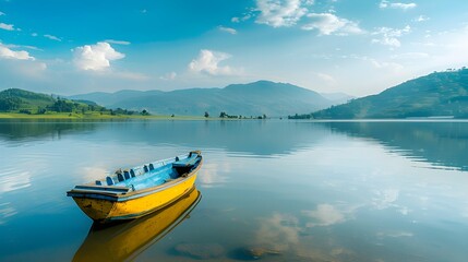 Naklejka na ściany i meble An empty boat on a lake
