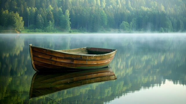 An empty boat on a lake