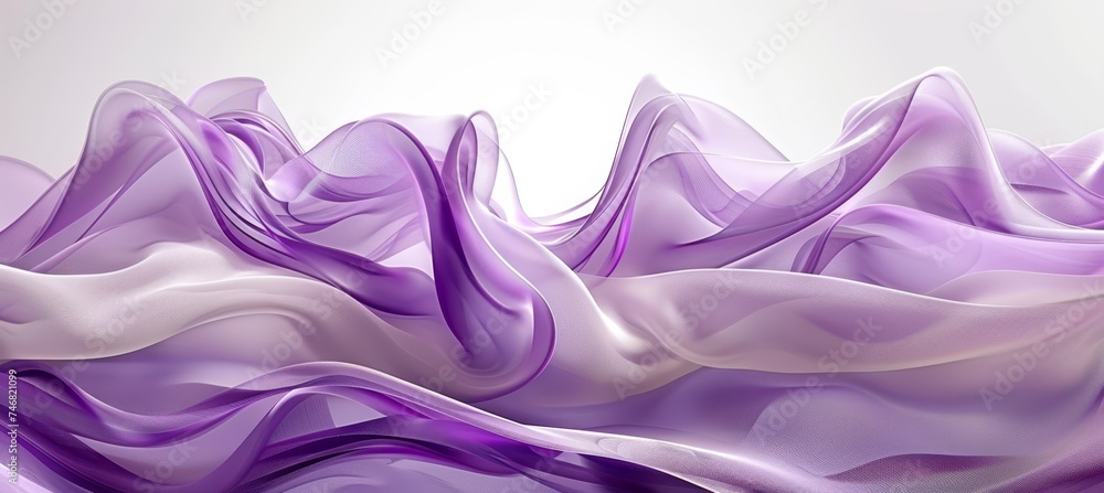 Poster lavender and cream abstract spring landscape with wispy clouds, creating a serene scene.