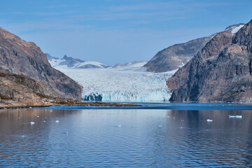 Kuannit Glacier flows into Prins Christian Sund, South Greenland