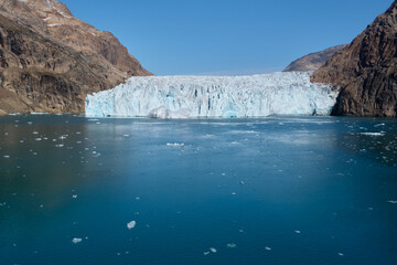 Kuannit Glacier calves into  Prins Christian Sund, South Greenland