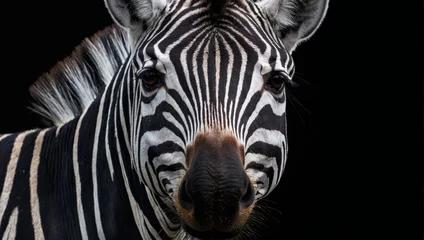 Foto op Canvas Zebra on black background © hassani