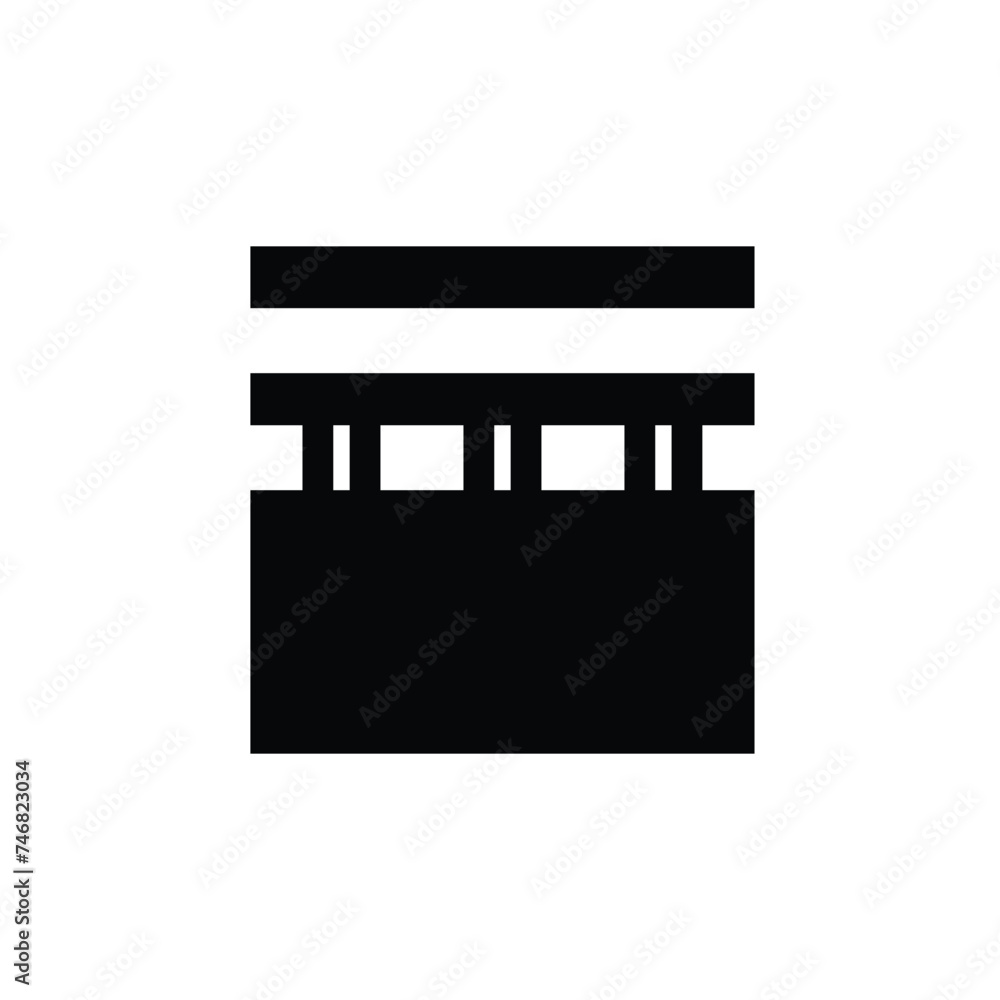 Poster kaaba building icon. mecca building symbol. flat design style. resources graphic element design illu
