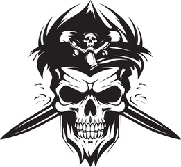 Skull Pierced by Dagger Iconic Emblem Swashbucklers Mark Jolly Roger with Dagger