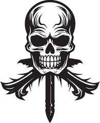 Rogue Pirates Symbol Buccaneers Blade Skull Pierced by Dagger Iconic Emblem