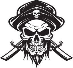 Pirate Captains Insignia Skull and Blade Icon Dagger through Skull Logo Emblem of the High Seas