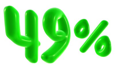 49 percent with green color isolated on transparent background for sale, discount, promotion and business concept 