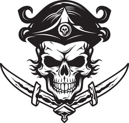 Skull and Dagger Badge Iconic Pirate Symbol Cutthroat Pirate Insignia Dagger through Skull Design