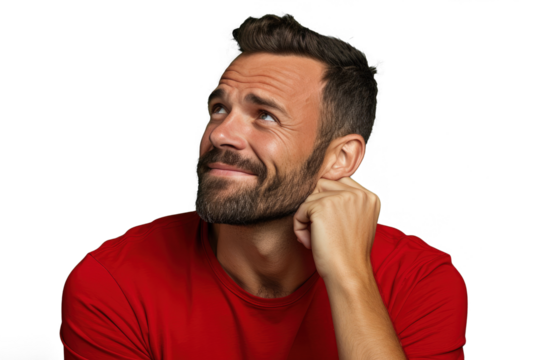 Close up of a thoughtful caucasian man